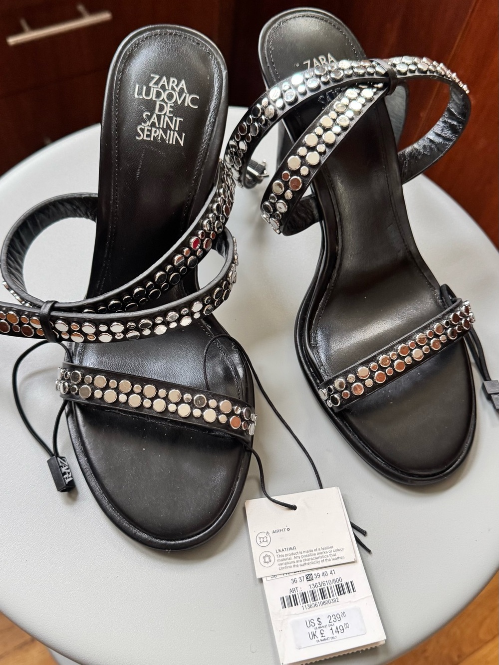 Black Studded Leather Sandals